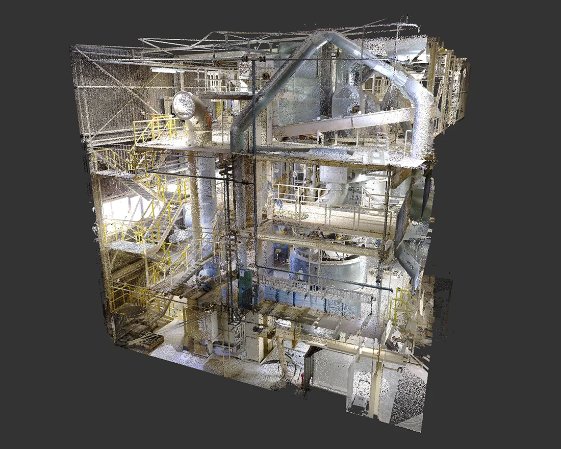 3D-Laserscan eines Gipswerks, Industrieanlage