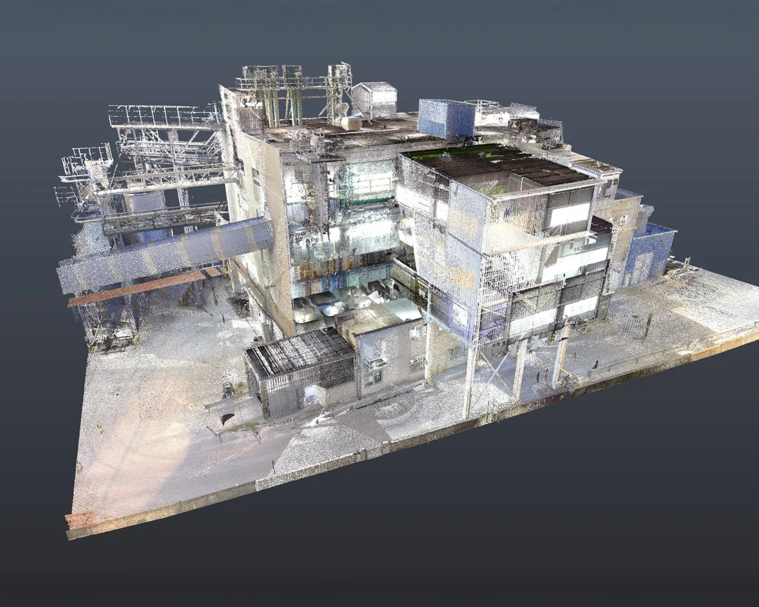 3D-Laserscan einer Industrieanlage / Produktionsgebäudes