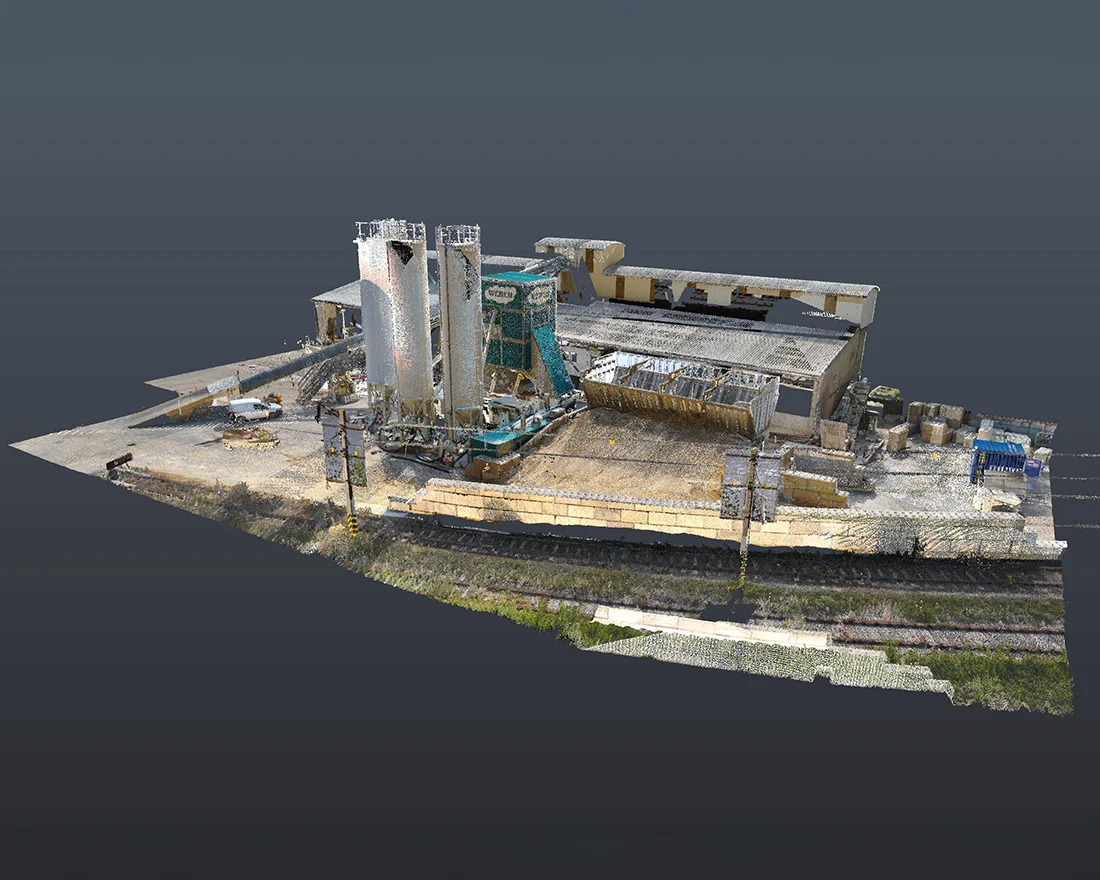 3D-Laserscan einer Industrieanlage in Betonwerk